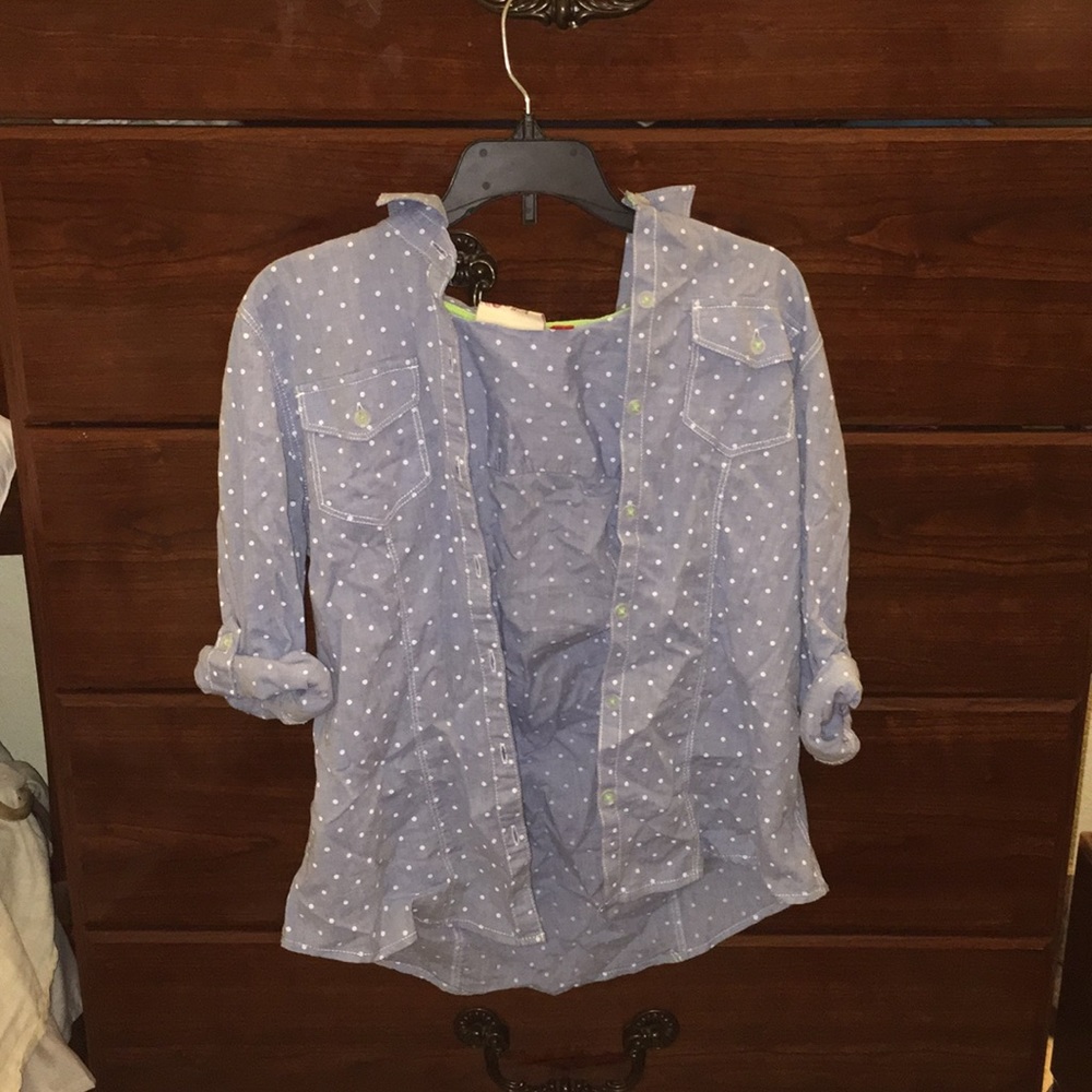 Denim polka dot cardigan
